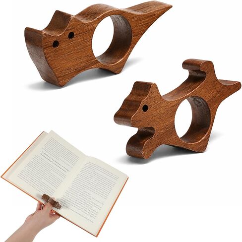 2 Pcs Cat Book Page Holder Wood Thumb Book Page Holders Personalized Thumb Bookmark Holder Durable Novel Reading Accessories for Reading Hands Free Books Lovers Readers Bookworms Accessories in Saudi Arabia