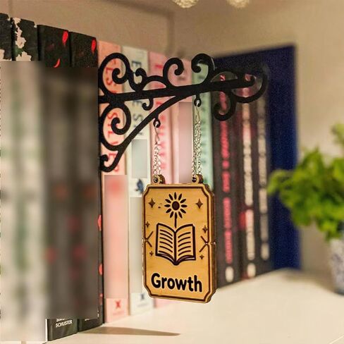 شعار Book Nook Tavern، ملصق رف الكتب مع دعامة تعليق، ديكور على طراز الحانة، ملحقات رف الكتب الفريدة لتزيين الهالوين، مقسم المكتبة المنزلية كهدية لمحبي الكتب (النوع C) in Kuwait