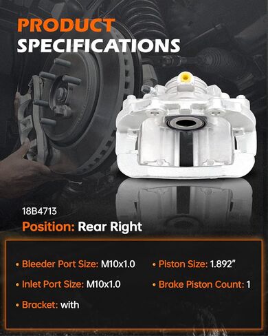 GAHA 18B4713 Rear Right Brake Caliper w/Bracket Passenger Side for Chevy Blazer/S10, 1998-2005 for GMC Jimmy/1998-2004 Sonoma, 1998-2000 for Isuzu Hombre, 1998-2001 for Oldsmobile Bravad in Saudi Arabia