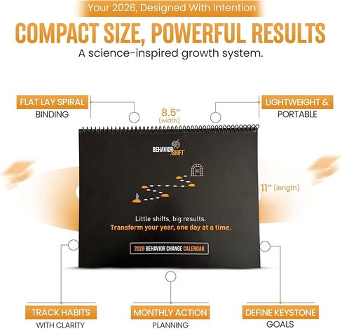 تقويم تحديد الأهداف لعام 2026 من The Behavior Shift - مخطط الحياة اليومية المؤرخ ومجموعة أدوات الإنتاجية - منظم أسبوعي وشهري - نظام نمو جدول أعمال 365 يومًا - اليقظة والعادات والحياة المتعمدة in Kuwait