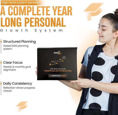 تقويم تحديد الأهداف لعام 2026 من The Behavior Shift - مخطط الحياة اليومية المؤرخ ومجموعة أدوات الإنتاجية - منظم أسبوعي وشهري - نظام نمو جدول أعمال 365 يومًا - اليقظة والعادات والحياة المتعمدة in Kuwait