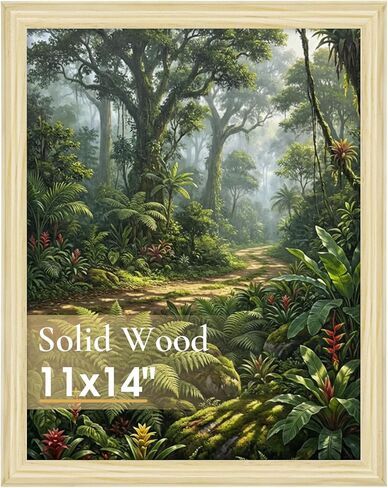 TWING 11x14 Natural Solid Wood Picture Frame - Minimalist Wall Art Frame for Home & Office Decor, Includes Wall Hanging Design, Natural Solid Wood Frame for Photos, Prints and Wall Gallery (1 Pack) in Kuwait