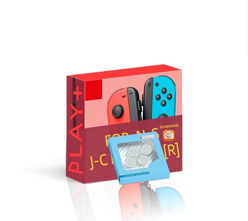 Play+ For Switch/Controller L/R Red & Blue، لوحات تحكم لاسلكية وأشرطة معصم، متوافقة مع N-Switch/Lite/OLED، لوحة ألعاب مزودة باهتزاز مزدوج/6 محاور جيروسكوبية/مستشعر حركة/إيقاظ/لقطة شاشة، تتضمن حافظة واقية وأغطية عصا التحكم. (الأحمر والأزرق) in Kuwait