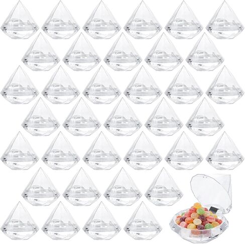 LOPYXBR 36 PCS 3x3 In Diamond Shape Candy Boxes Plastic Clear Favor Boxes 3x3 Diamond Shape Silver Ornament Container Transparent Gift Boxes for Wedding, Valentines, Christmas, Birthday in Kuwait