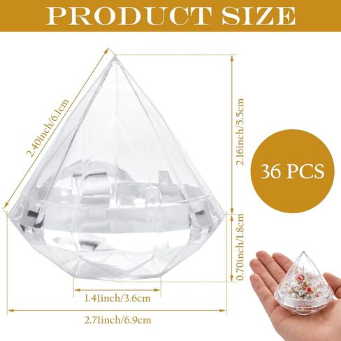 LOPYXBR 36 PCS 3x3 In Diamond Shape Candy Boxes Plastic Clear Favor Boxes 3x3 Diamond Shape Silver Ornament Container Transparent Gift Boxes for Wedding, Valentines, Christmas, Birthday in Kuwait