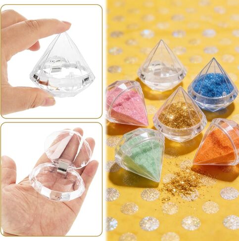 LOPYXBR 36 PCS 3x3 In Diamond Shape Candy Boxes Plastic Clear Favor Boxes 3x3 Diamond Shape Silver Ornament Container Transparent Gift Boxes for Wedding, Valentines, Christmas, Birthday in Kuwait