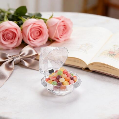 LOPYXBR 36 PCS 3x3 In Diamond Shape Candy Boxes Plastic Clear Favor Boxes 3x3 Diamond Shape Silver Ornament Container Transparent Gift Boxes for Wedding, Valentines, Christmas, Birthday in Kuwait