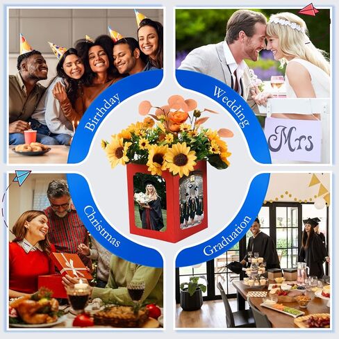 FOBSME 6 PCS Graduation Picture Box Centerpieces for Table 6/7 Inch Red Photo Frame Display Picture Table Props Boxes for Congrats Grad Party Favors, Wedding, Birthday Table Decoration in Saudi Arabia