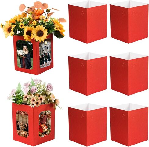FOBSME 6 PCS Graduation Picture Box Centerpieces for Table 6/7 Inch Red Photo Frame Display Picture Table Props Boxes for Congrats Grad Party Favors, Wedding, Birthday Table Decoration in Saudi Arabia