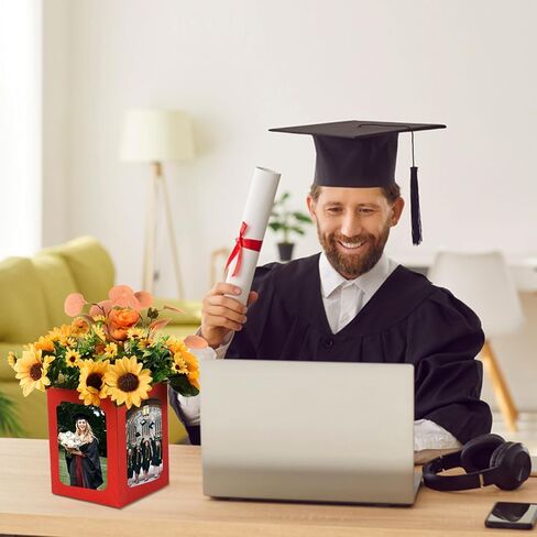 FOBSME 6 PCS Graduation Picture Box Centerpieces for Table 6/7 Inch Red Photo Frame Display Picture Table Props Boxes for Congrats Grad Party Favors, Wedding, Birthday Table Decoration in Saudi Arabia