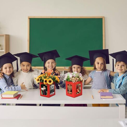 FOBSME 6 PCS Graduation Picture Box Centerpieces for Table 6/7 Inch Red Photo Frame Display Picture Table Props Boxes for Congrats Grad Party Favors, Wedding, Birthday Table Decoration in Saudi Arabia