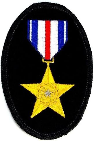 شريط النجمة الفضية المخضرم البيضاوي المطرز بخياطة عسكرية حديدية PWPM5013 in Kuwait