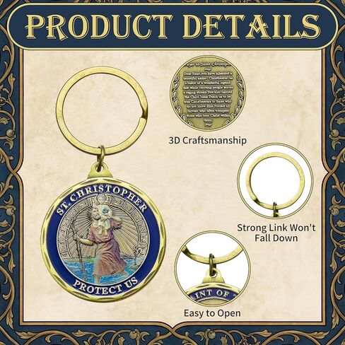 Kigeli 24 Pcs St Christopher Protect Us Challenge Coin Keychain Patron Saint of Travelers Prayer Commemorative Coin Keychains Medal Commemorative Gift for Parent, Family, Friend in Saudi Arabia