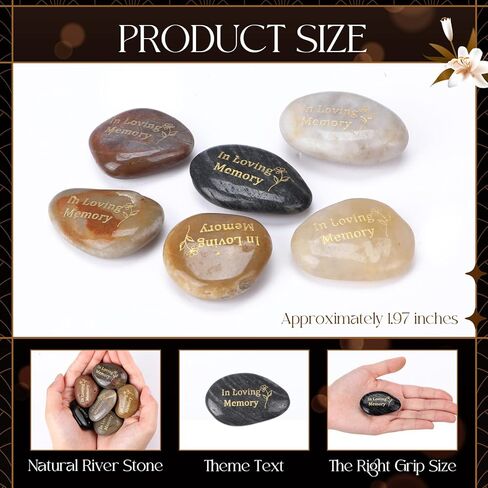 36 Pcs Memorial Stones 1.97 Inch Celebration of Life Inspirational Favor River Rock Engraved in Loving Memory Funeral Decoration Favors for Memorial Lincoln's Birthday Gifts in Saudi Arabia
