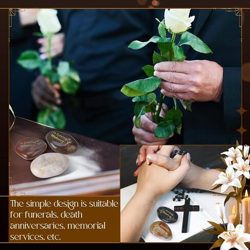 36 Pcs Memorial Stones 1.97 Inch Celebration of Life Inspirational Favor River Rock Engraved in Loving Memory Funeral Decoration Favors for Memorial Lincoln's Birthday Gifts in Saudi Arabia
