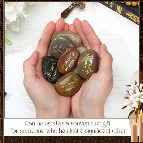 36 Pcs Memorial Stones 1.97 Inch Celebration of Life Inspirational Favor River Rock Engraved in Loving Memory Funeral Decoration Favors for Memorial Lincoln's Birthday Gifts in Saudi Arabia