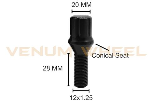 20 Pc Black Spline Tuner Lug Bolts M12x1.25 | 28mm OEM Shank Size | + 2 Sockets in Saudi Arabia