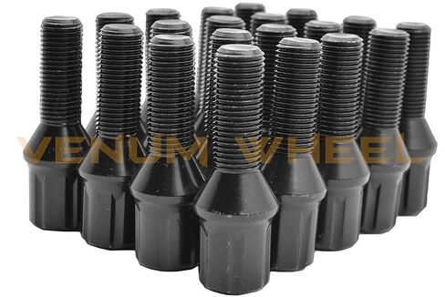 20 Pc Black Spline Tuner Lug Bolts M12x1.25 | 28mm OEM Shank Size | + 2 Sockets in Saudi Arabia