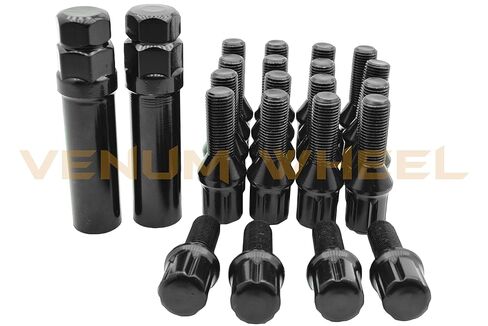 20 Pc Black Spline Tuner Lug Bolts M12x1.25 | 28mm OEM Shank Size | + 2 Sockets in Saudi Arabia