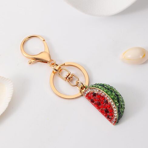 Creative Watermelon Design Cute Sparkling Keychain Funny Key Chain Keyring Bag Wallet Accessories for Women in Kuwait