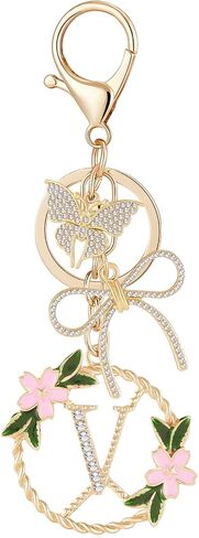 سلسلة مفاتيح ذهبية بالحرف الأول للنساء في عيد الحب، حلقة مفاتيح على شكل فراشة على شكل فراشة لحقيبة المحفظة in Kuwait