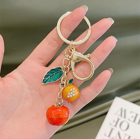 Lovely Orange Design Cute Sparkling Keychain Funny Key Chain Keyring Bag Wallet Accessories for Women in Kuwait