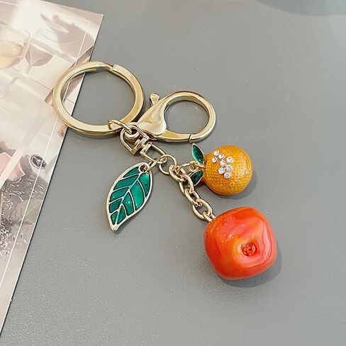 Lovely Orange Design Cute Sparkling Keychain Funny Key Chain Keyring Bag Wallet Accessories for Women in Kuwait