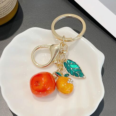 Lovely Orange Design Cute Sparkling Keychain Funny Key Chain Keyring Bag Wallet Accessories for Women in Kuwait