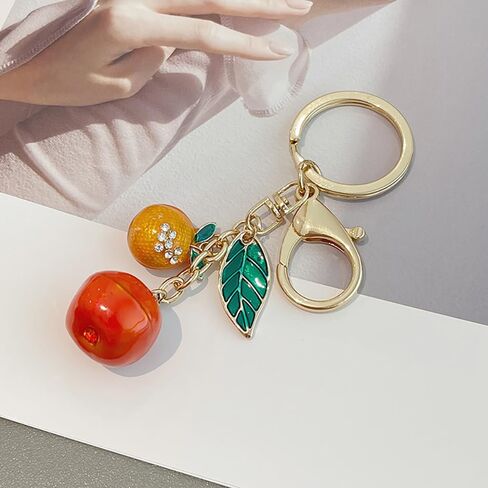 Lovely Orange Design Cute Sparkling Keychain Funny Key Chain Keyring Bag Wallet Accessories for Women in Kuwait