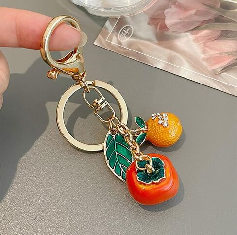 Lovely Orange Design Cute Sparkling Keychain Funny Key Chain Keyring Bag Wallet Accessories for Women in Kuwait