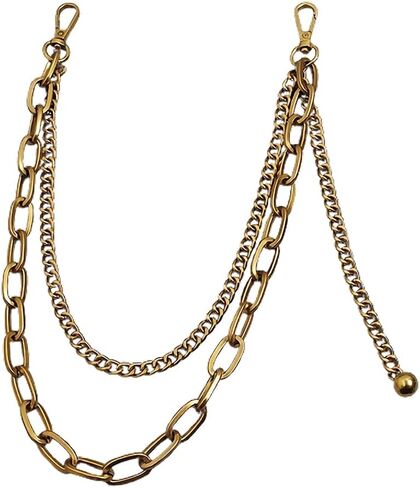 سلسلة مفاتيح معدنية بطبقة مزدوجة سلسلة مفاتيح على طراز الهيب هوب وسلاسل مفاتيح للخصر ملحق للارتداء اليومي/الحفلات، زخرفة سهلة الاستخدام للرجال والنساء in Kuwait