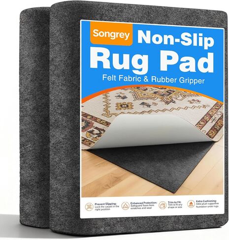 Songrey Non Slip Rug Pad Gripper 8 x 10 Ft, Thick Felt Fabric with Anti Skid Backing, Carpet Pad for Hardwood Floors, Keep Area Rugs in Place and Safe in Saudi Arabia