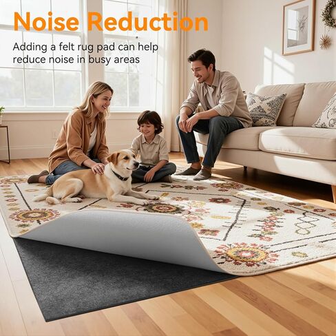 Songrey Non Slip Rug Pad Gripper 8 x 10 Ft, Thick Felt Fabric with Anti Skid Backing, Carpet Pad for Hardwood Floors, Keep Area Rugs in Place and Safe in Saudi Arabia