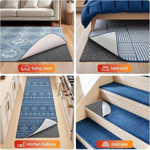 Songrey Non Slip Rug Pad Gripper 8 x 10 Ft, Thick Felt Fabric with Anti Skid Backing, Carpet Pad for Hardwood Floors, Keep Area Rugs in Place and Safe in Saudi Arabia
