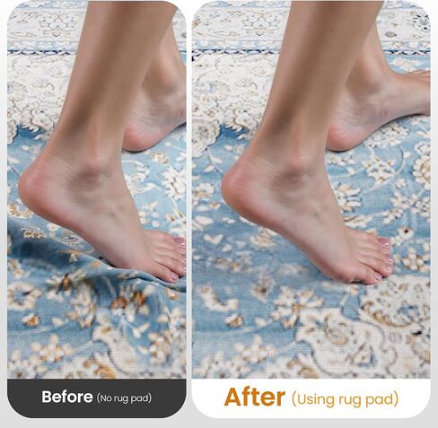 Non-Slip Rug Pad Gripper 2x8 Feet, Anti Skid Mat for Kitchen Hallway Runner Rug, Keep Rugs in Position and Safe, Thick Cushioned Carpet Pad for Hardwood Floors Protection in Saudi Arabia
