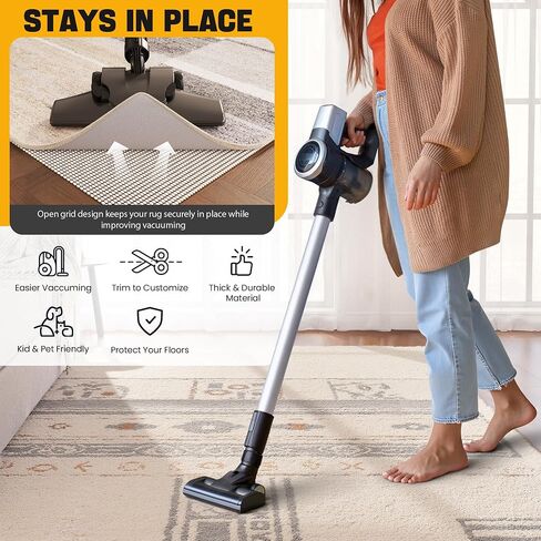 Non-Slip Rug Pad Gripper 2x8 Feet, Anti Skid Mat for Kitchen Hallway Runner Rug, Keep Rugs in Position and Safe, Thick Cushioned Carpet Pad for Hardwood Floors Protection in Saudi Arabia
