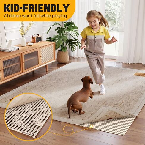 Non-Slip Rug Pad Gripper 2x8 Feet, Anti Skid Mat for Kitchen Hallway Runner Rug, Keep Rugs in Position and Safe, Thick Cushioned Carpet Pad for Hardwood Floors Protection in Saudi Arabia
