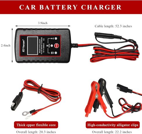 Car Battery Charger, 6V/12V Smart Pulse Battery Repair & Desulfator with ASE Adapter Cable, Intelligent Automatic Trickle Charger Maintainer for Car Truck Motorcycle Marine in Kuwait