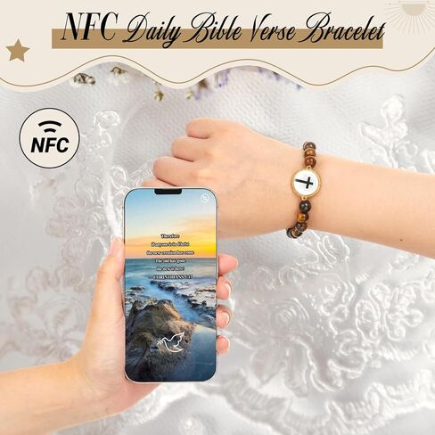 4 Sets Daily Bible Verse Bracelets with NFC Jesus Christian Bracelet with Blessing Cards Pastor Inspirational Verse Christian Gifts for Women, Men in Kuwait