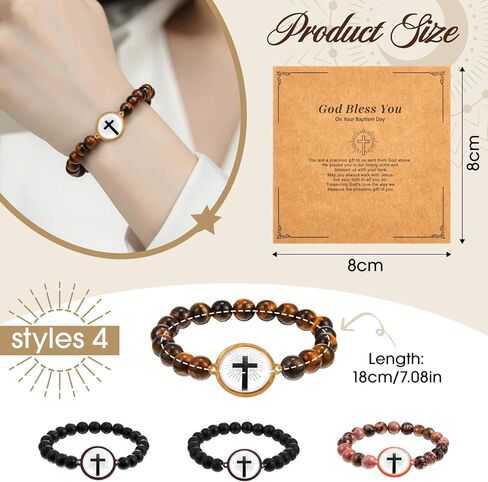 4 Sets Daily Bible Verse Bracelets with NFC Jesus Christian Bracelet with Blessing Cards Pastor Inspirational Verse Christian Gifts for Women, Men in Kuwait