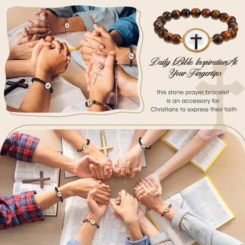 4 Sets Daily Bible Verse Bracelets with NFC Jesus Christian Bracelet with Blessing Cards Pastor Inspirational Verse Christian Gifts for Women, Men in Kuwait