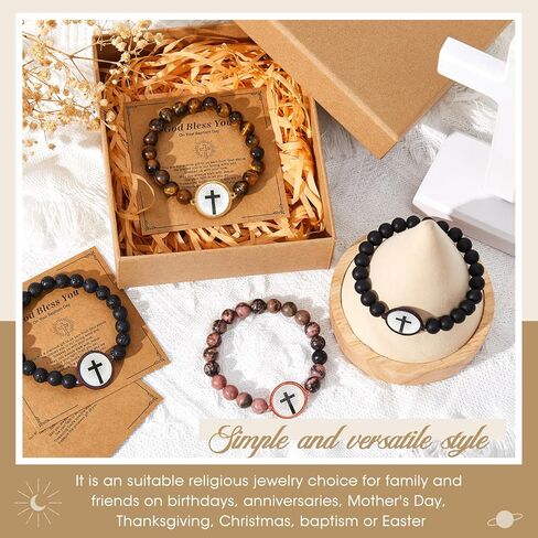 4 Sets Daily Bible Verse Bracelets with NFC Jesus Christian Bracelet with Blessing Cards Pastor Inspirational Verse Christian Gifts for Women, Men in Kuwait