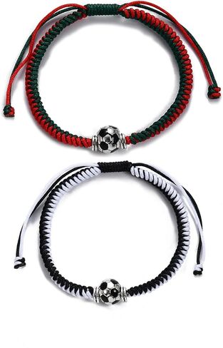 Rnivida Adjustable Handmade Friendship Rope Bracelet for Men & Women - Soccer Basketball Sports-Themed Couple Bracelet 2Pcs Packages in Saudi Arabia