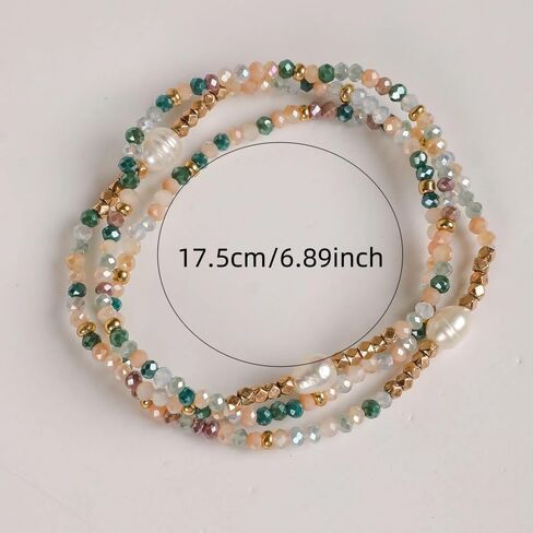 Dainty Pearl Beaded Bracelets for Women,Freshwater Pearl Stretch Multilayer Bracelet Stack Boho Charm Accessories Birthday Summer Beach Boho Vacation Jewelry Gifts in Kuwait