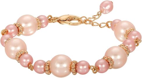 1928 Jewelry Women's Gold Tone Raspberry & Champagne Faux Pearl Bracelet in Saudi Arabia