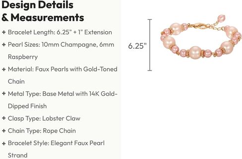 1928 Jewelry Women's Gold Tone Raspberry & Champagne Faux Pearl Bracelet in Saudi Arabia
