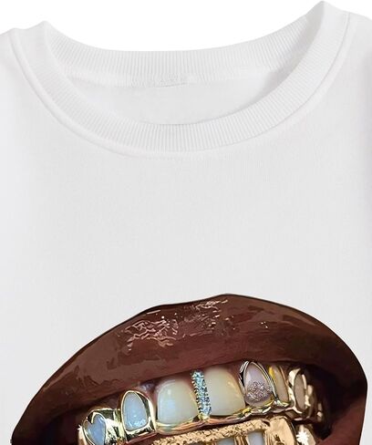 Verdusa Women's Hip Hop Lip Graphic Pullover Sweatshirts Fall Clothes Going Out Tops in Saudi Arabia