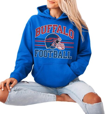 Distressed Buffalo Football Sweatshirt – Retro Collegiate Helmet Graphic Pullover in Kuwait