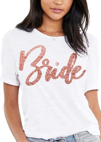 Bride & Bridal Party Shirts - Bride Tribe Wedding Tees for Bridesmaid, Maid of Honor - Rose Gold Bachelorette Party T-Shirt in Saudi Arabia