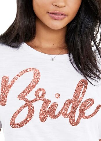 Bride & Bridal Party Shirts - Bride Tribe Wedding Tees for Bridesmaid, Maid of Honor - Rose Gold Bachelorette Party T-Shirt in Saudi Arabia